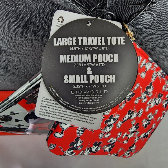 Disney Mickey Mouse Three Piece Travel Tote Bag Set - Large, Medium, Small - Picture 12 of 12